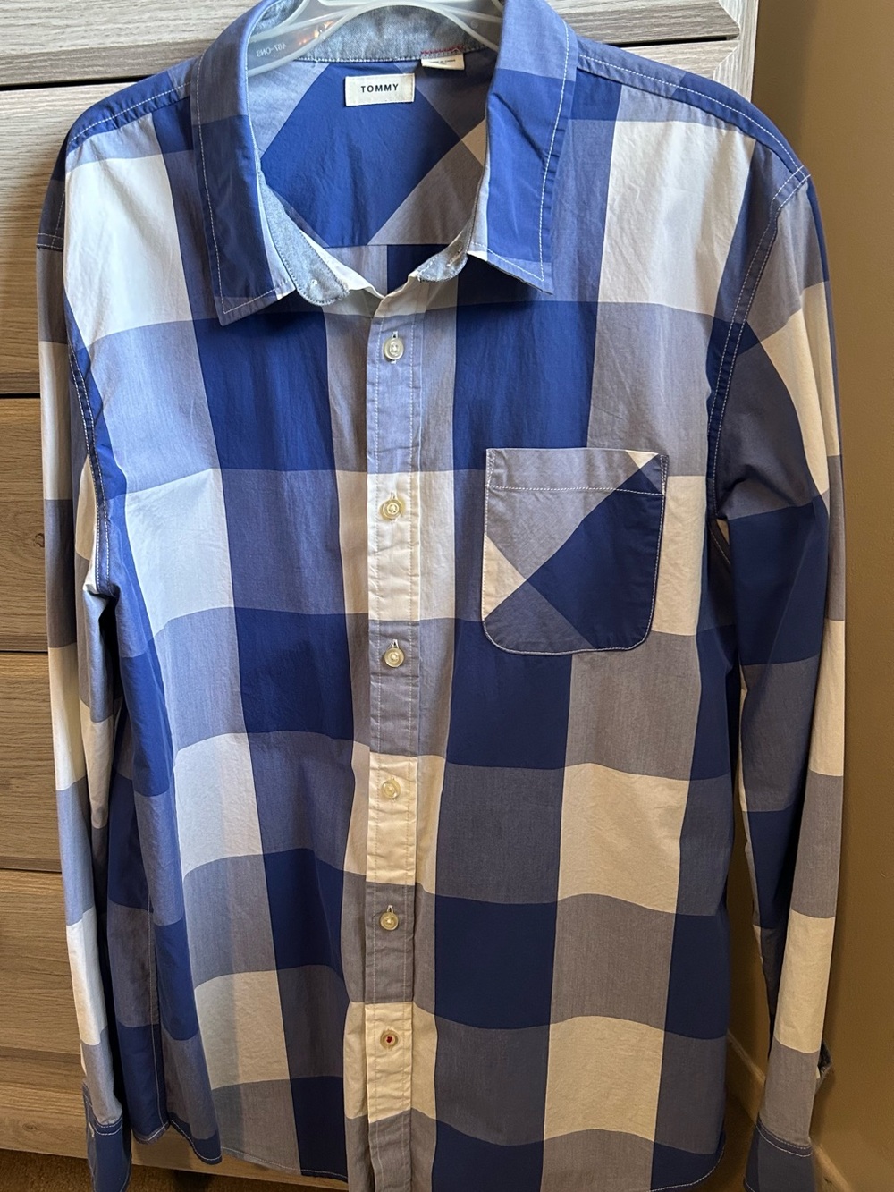 Tommy Hilfiger Blue & White Check Men's Button-Down Shirt